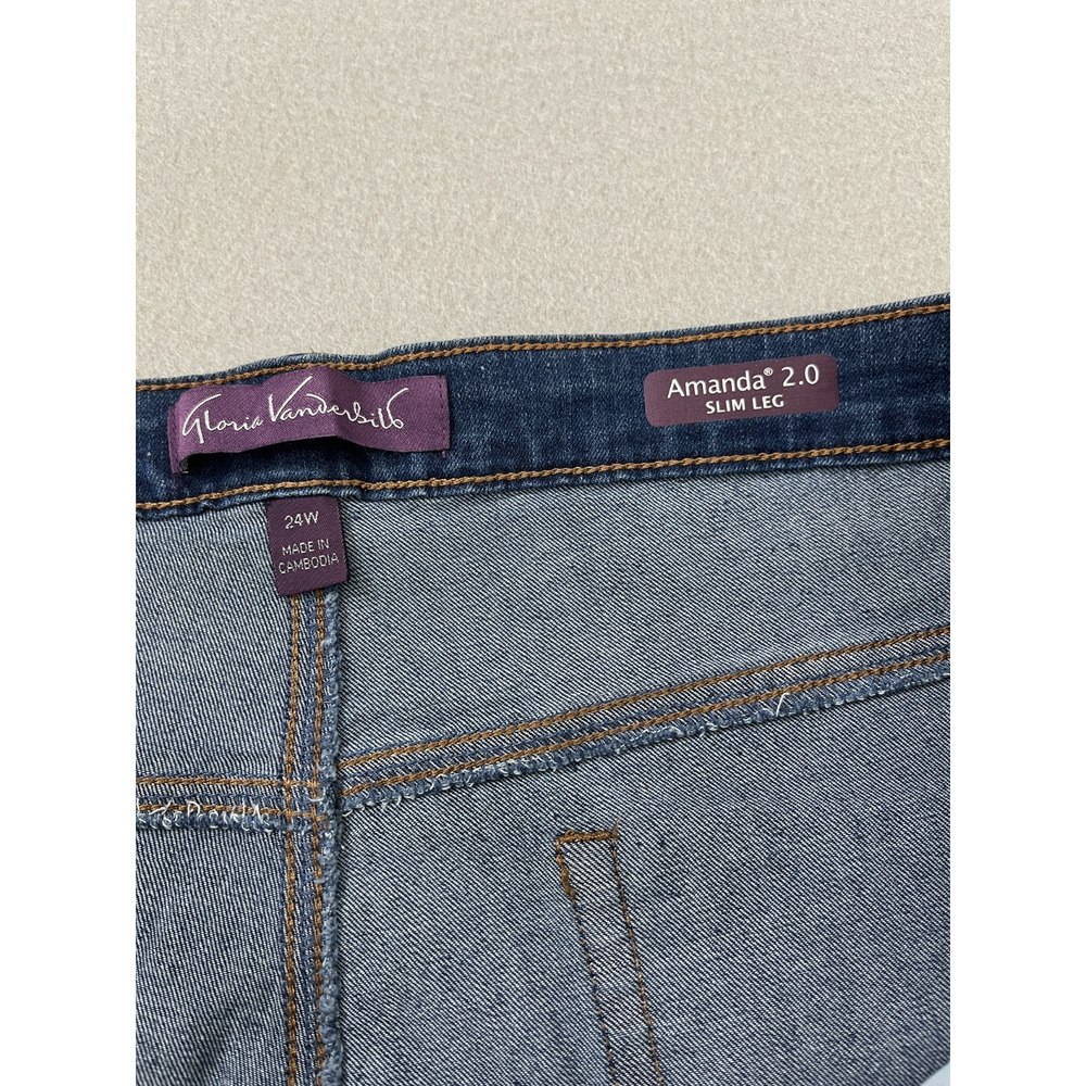 Gloria Vanderbilt Amanda 2.0 Slim Leg Jeans Women's 24W Dark Wash NWT Plus - Picture 5 of 9